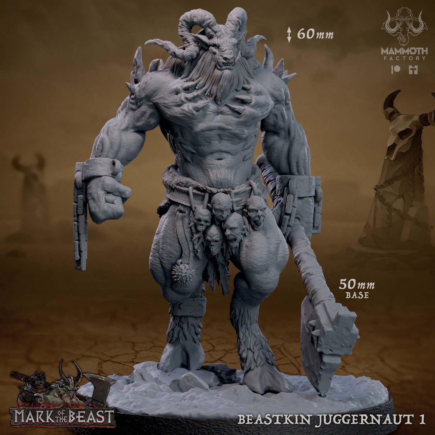 Figurine en résine Beaskin Juggernaut de chez Mammoth Factory dans l'univers Mark of the Beast [50mm]