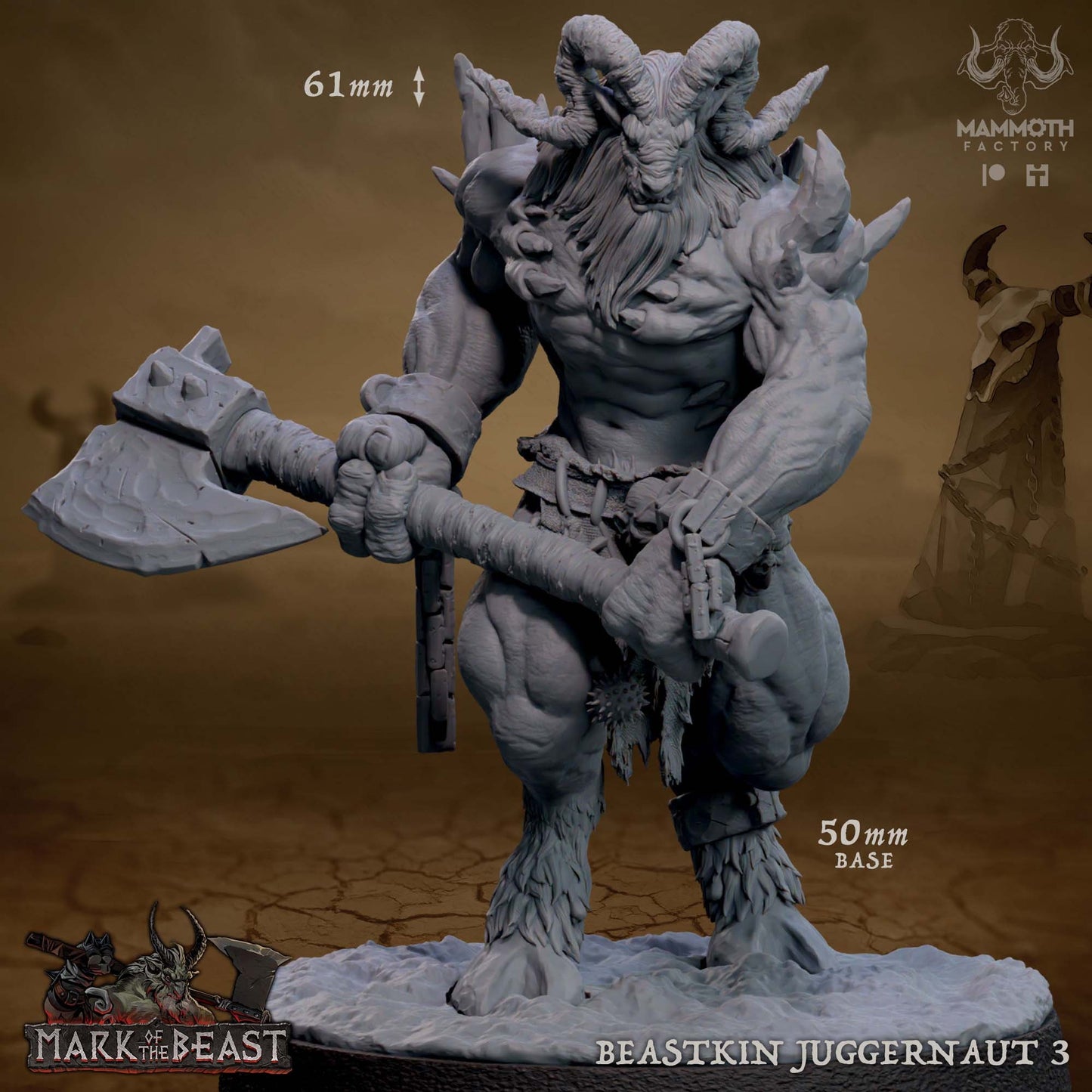 Figurine en résine Beaskin Juggernaut de chez Mammoth Factory dans l'univers Mark of the Beast [50mm]