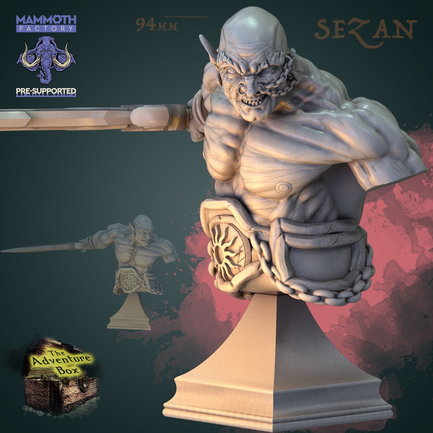 Buste de Sezan the Daybringer de chez Mammoth Factory dans l'Univers The Adventure Box - Everdune