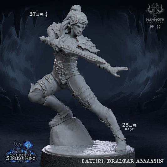 Figurine Lathri, Dralfar Assassin de chez Mammoth Factory dans l'univers Court of the Sunless King [25mm]
