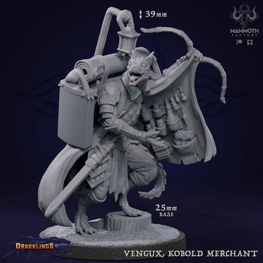 Figurine Vengux Kobold Merchant de chez Mammoth Factory dans l'univers Drakklings of Dragon's Keep [25mm]