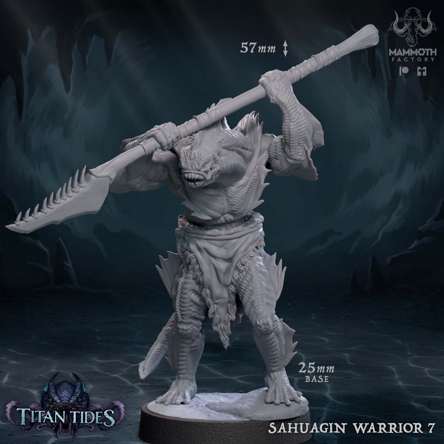 Figurine Sahuagin Warrior de chez Mammoth Factory dans l'univers Titan Tides [25mm]