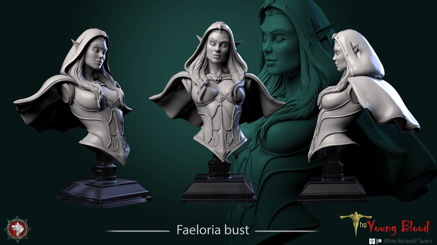 Figurine Faeloria de chez WW Tavern dans l’univers The Young Blood [25mm//75mm//Buste]