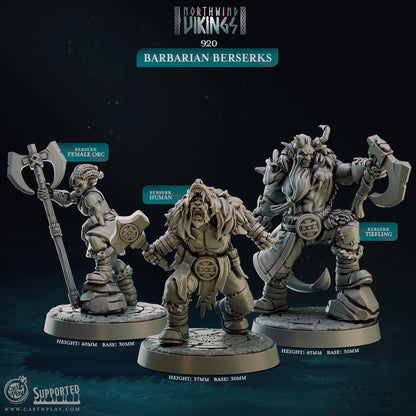 Figurine Barbarian Berserks de chez Cast'n Play de l’univers Northwind Vikings [32mm]