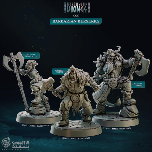 Figurine Barbarian Berserks de chez Cast'n Play de l’univers Northwind Vikings [32mm]