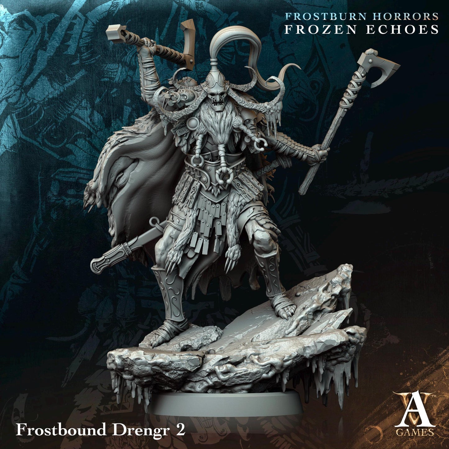Figurine Frostbound Drengr de chez Archvillain Games de l’univers Frostburn Horrors - Frozen Echoes [32mm]