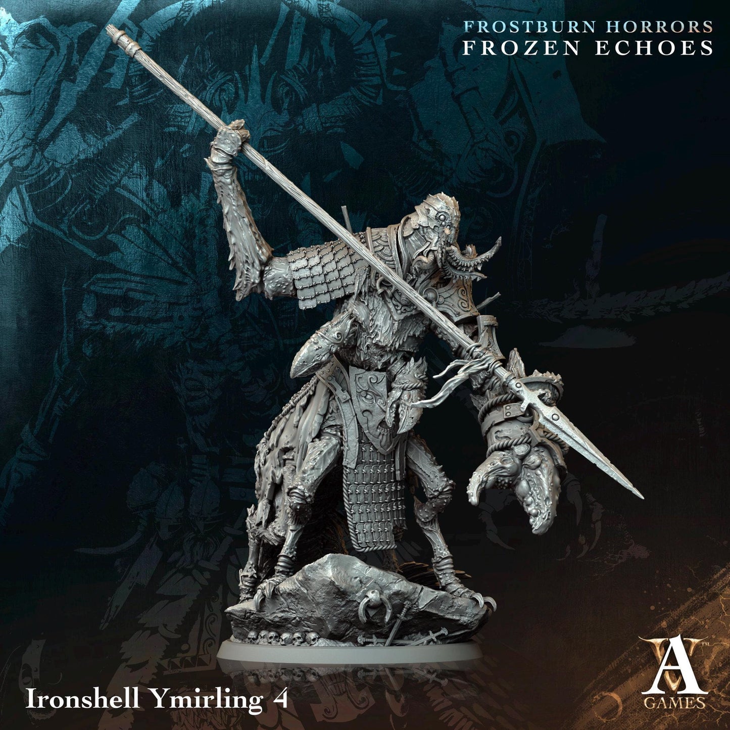 Figurine Ironshell Ymirling de chez Archvillain Games de l’univers Frostburn Horrors - Frozen Echoes [75mm]
