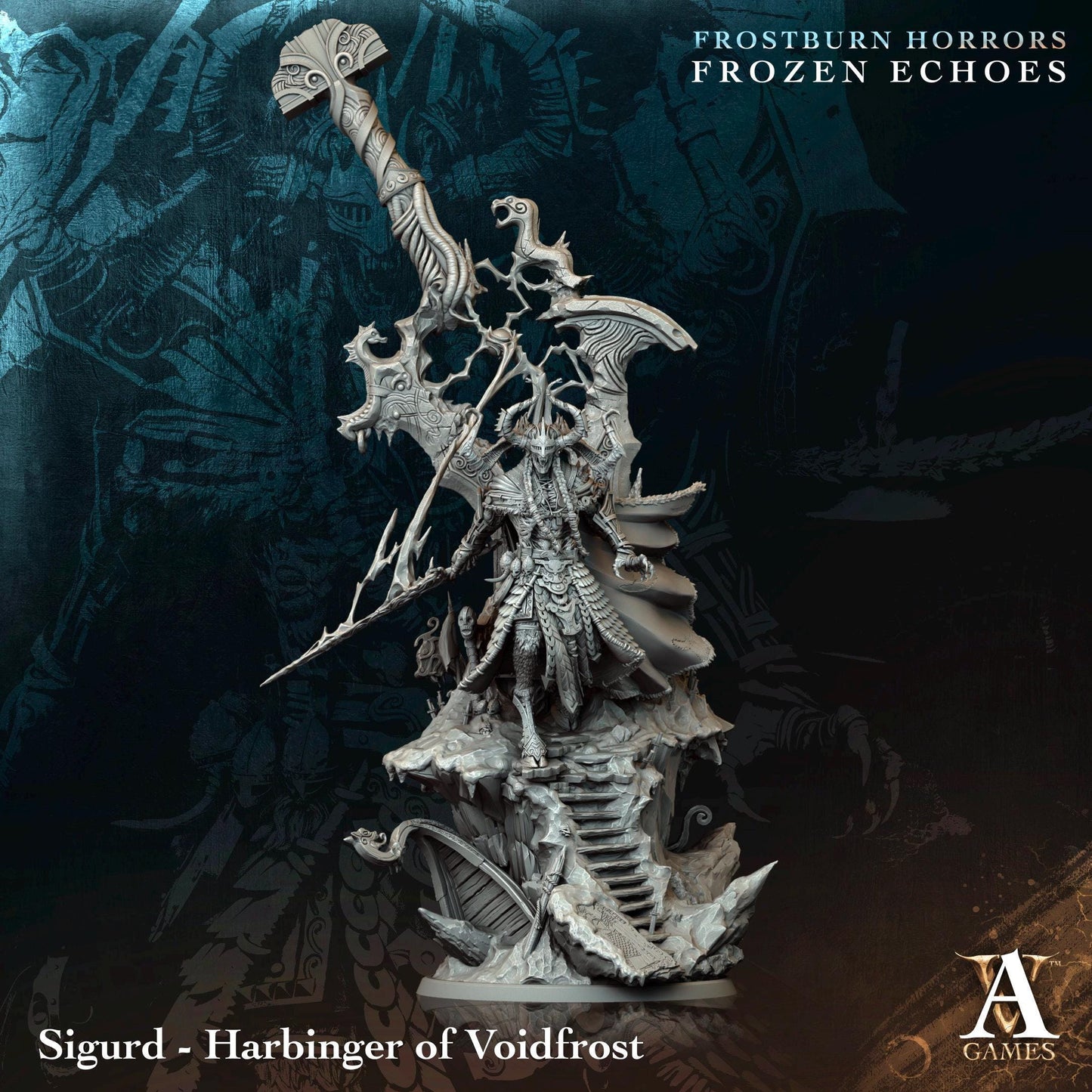 Figurine Sigurd - Harbinger of Voidfrost de chez Archvillain Games de l’univers Frostburn Horrors - Frozen Echoes [100mm]