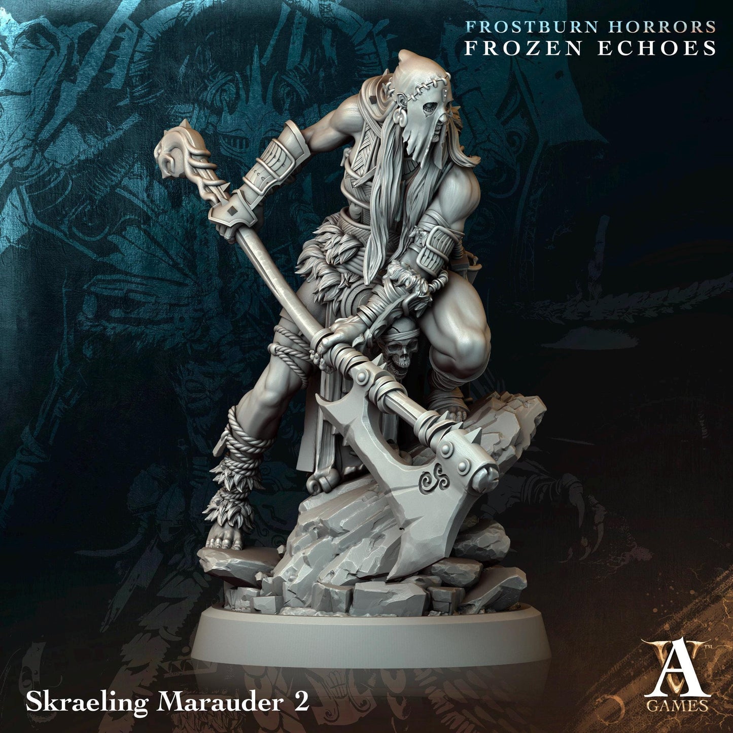 Figurine Skraeling Marauder de chez Archvillain Games de l’univers Frostburn Horrors - Frozen Echoes [25mm]