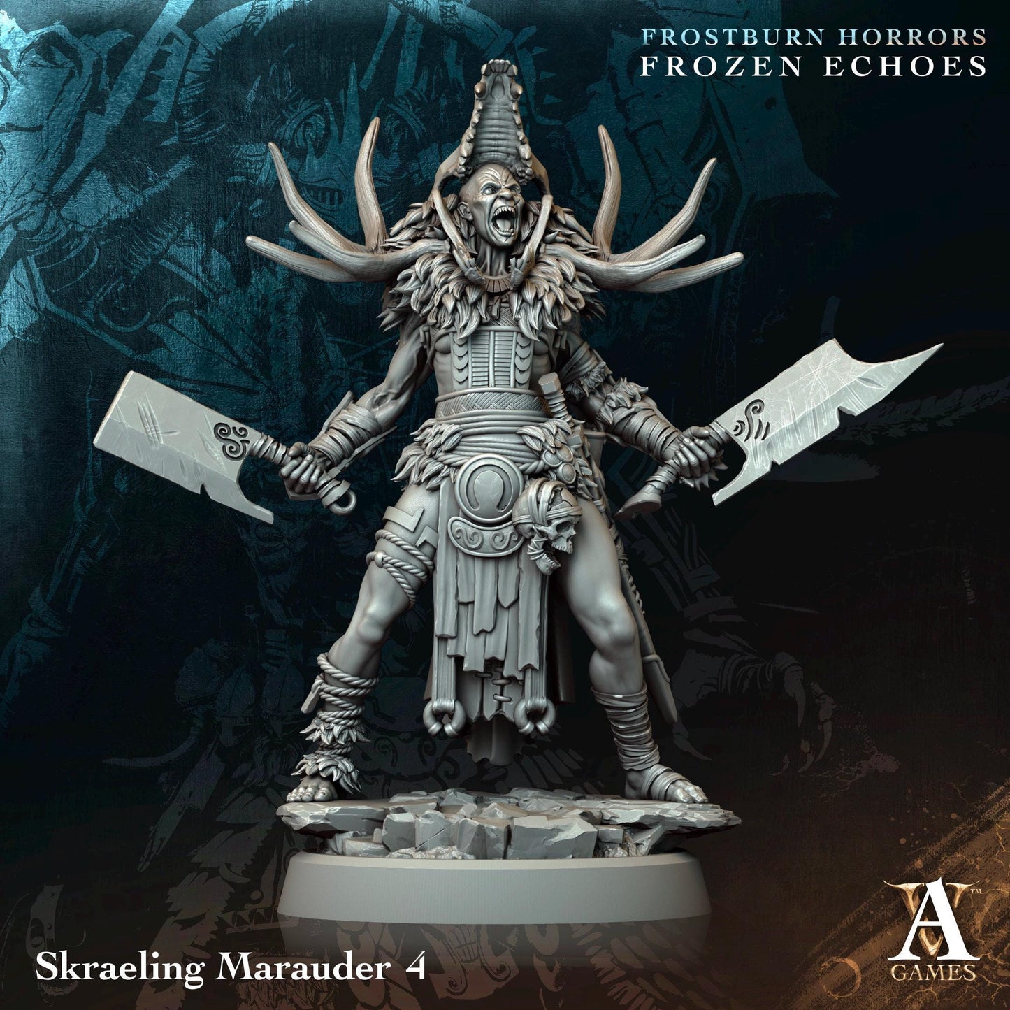Figurine Skraeling Marauder de chez Archvillain Games de l’univers Frostburn Horrors - Frozen Echoes [25mm]