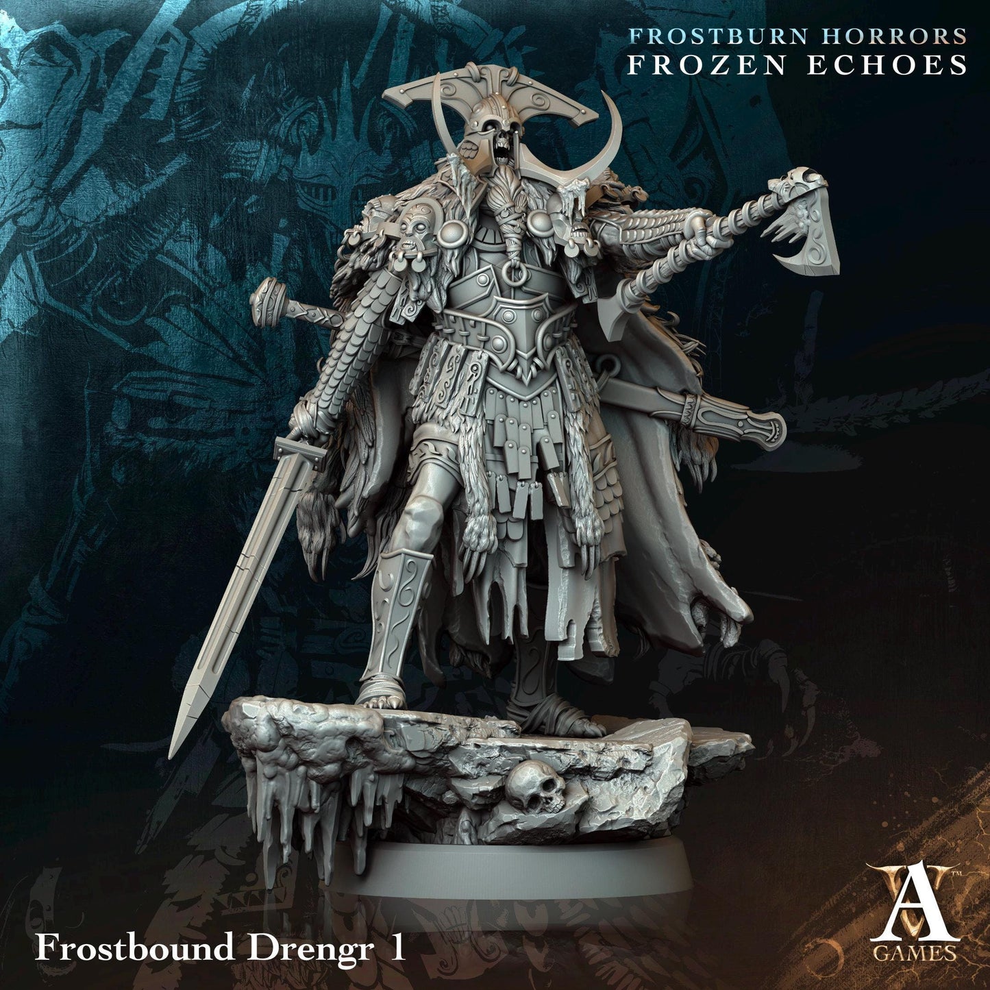 Figurine Frostbound Drengr de chez Archvillain Games de l’univers Frostburn Horrors - Frozen Echoes [32mm]