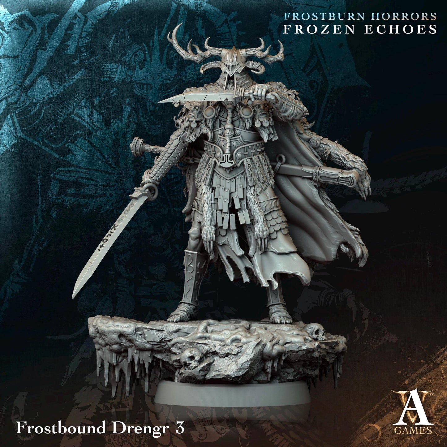 Figurine Frostbound Drengr de chez Archvillain Games de l’univers Frostburn Horrors - Frozen Echoes [32mm]