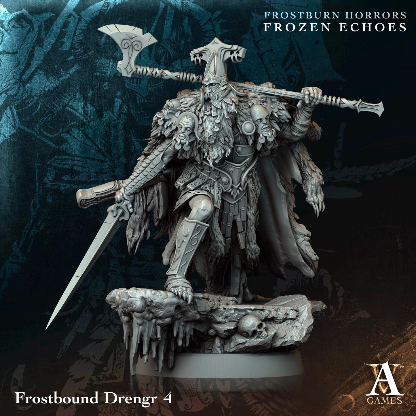 Figurine Frostbound Drengr de chez Archvillain Games de l’univers Frostburn Horrors - Frozen Echoes [32mm]
