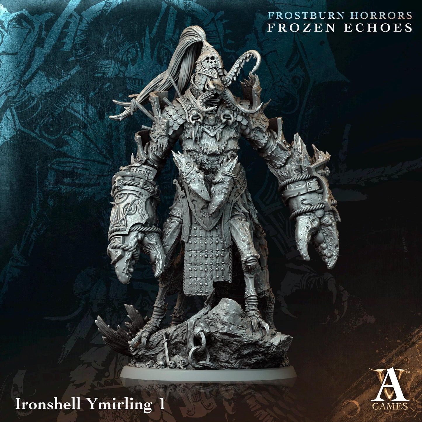 Figurine Ironshell Ymirling de chez Archvillain Games de l’univers Frostburn Horrors - Frozen Echoes [75mm]