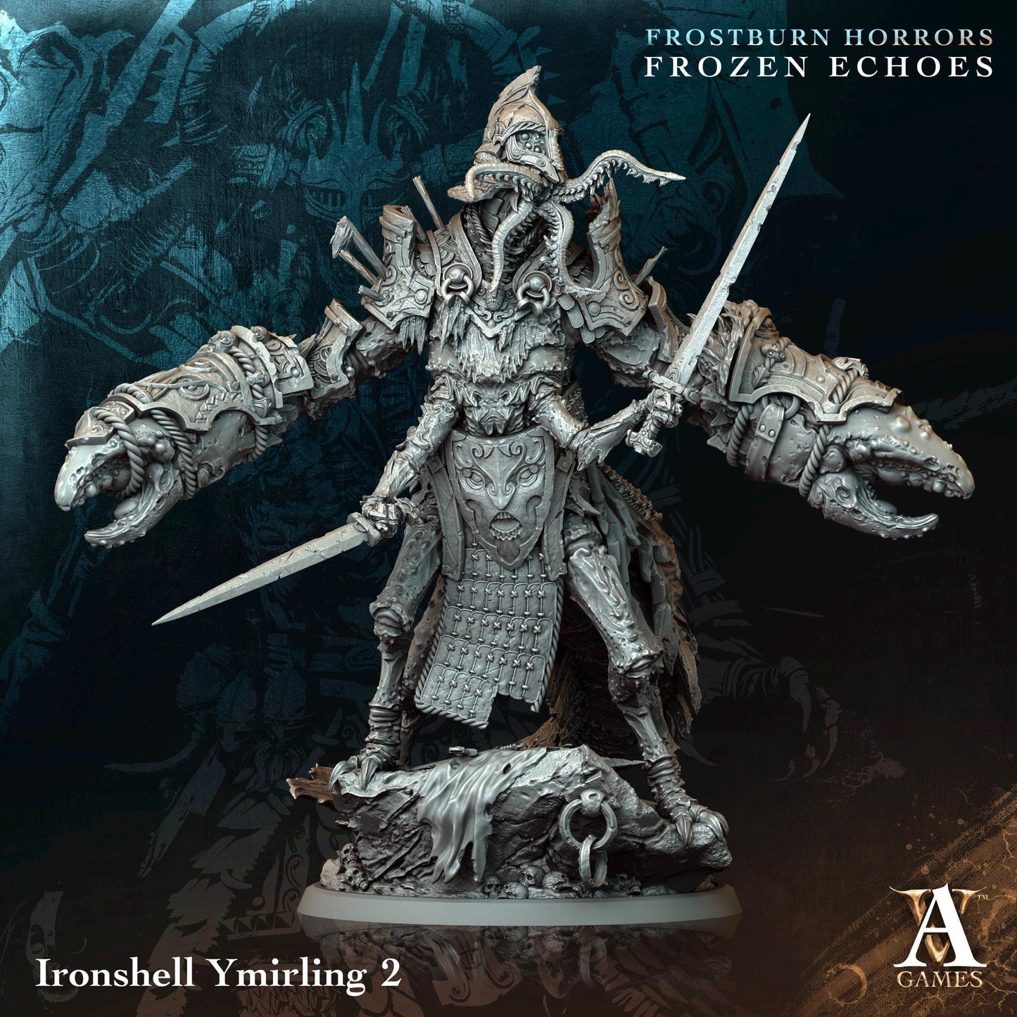 Figurine Ironshell Ymirling de chez Archvillain Games de l’univers Frostburn Horrors - Frozen Echoes [75mm]