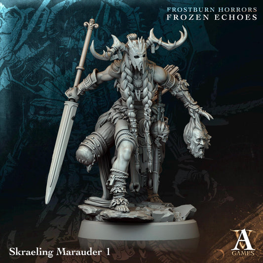 Figurine Skraeling Marauder de chez Archvillain Games de l’univers Frostburn Horrors - Frozen Echoes [25mm]